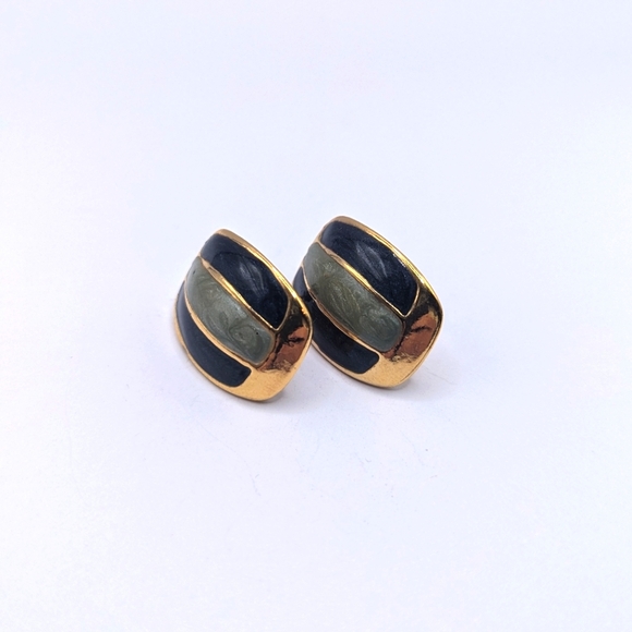 Vintage 80s enamel earrings - Picture 1 of 5